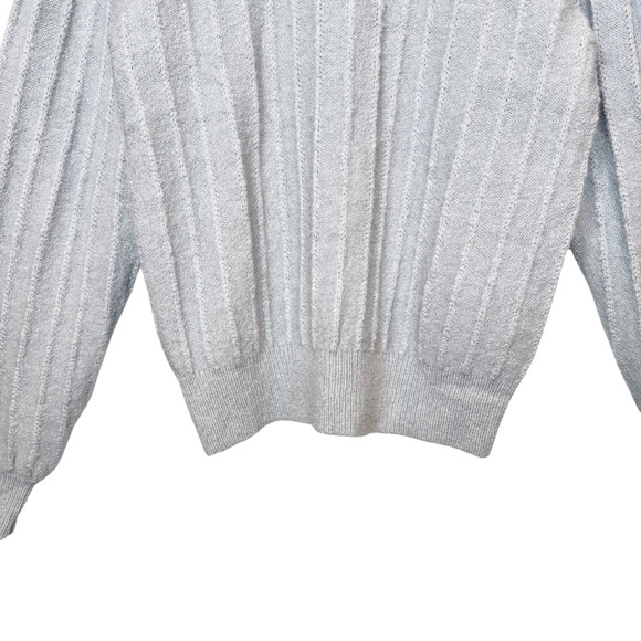 NWT Ann Taylor Soft Spun Cool Gray Balloon Sleeve Women’s Pointelle Sweater Sz M - Picture 5 of 13